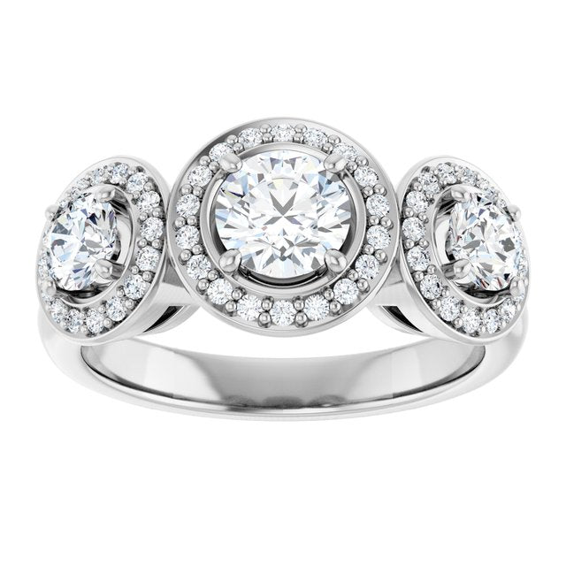 Three-Stone Halo-Style Engagement Ring