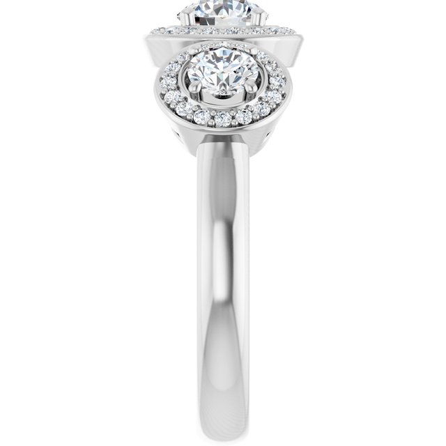 Three-Stone Halo-Style Engagement Ring