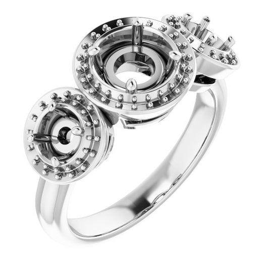 Three-Stone Halo-Style Engagement Ring