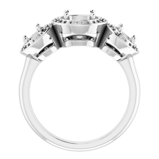 Three-Stone Halo-Style Engagement Ring