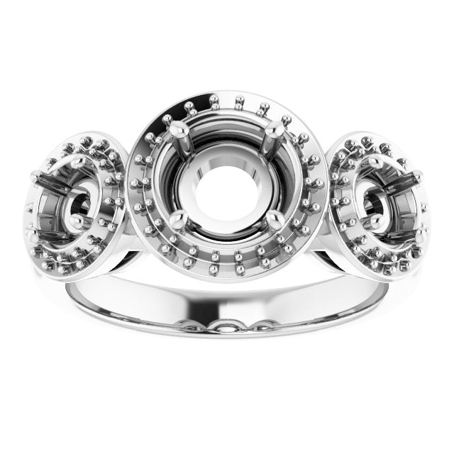 Three-Stone Halo-Style Engagement Ring