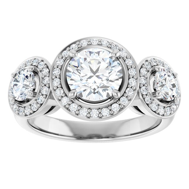 Three-Stone Halo-Style Engagement Ring