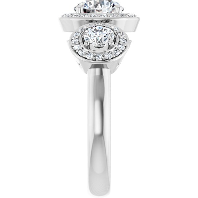 Three-Stone Halo-Style Engagement Ring