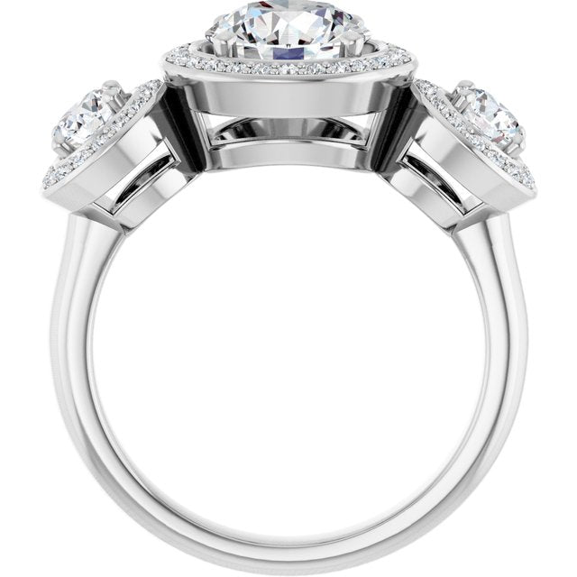 Three-Stone Halo-Style Engagement Ring
