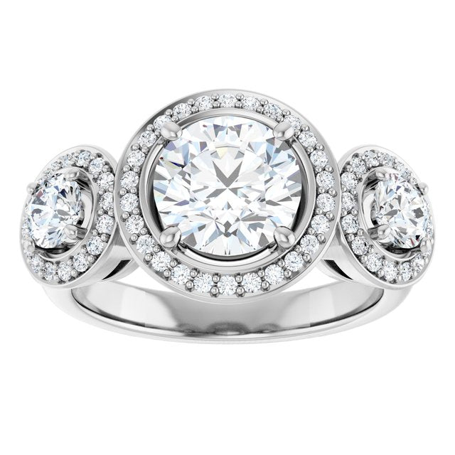 Three-Stone Halo-Style Engagement Ring