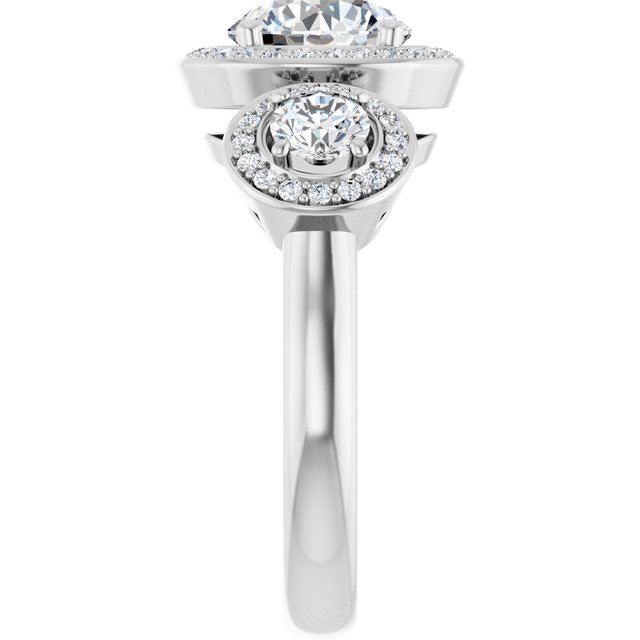 Three-Stone Halo-Style Engagement Ring