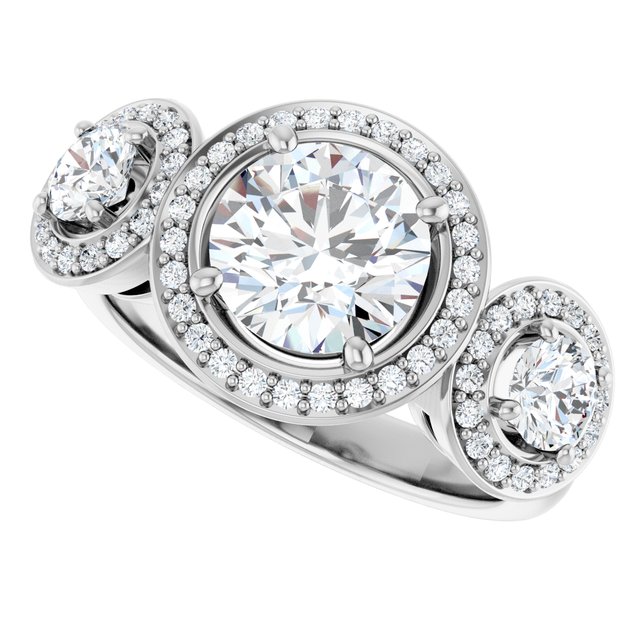 Three-Stone Halo-Style Engagement Ring