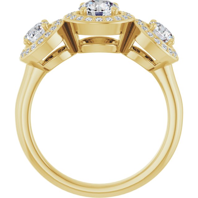 Three-Stone Halo-Style Engagement Ring