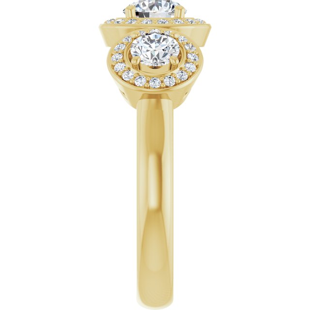 Three-Stone Halo-Style Engagement Ring