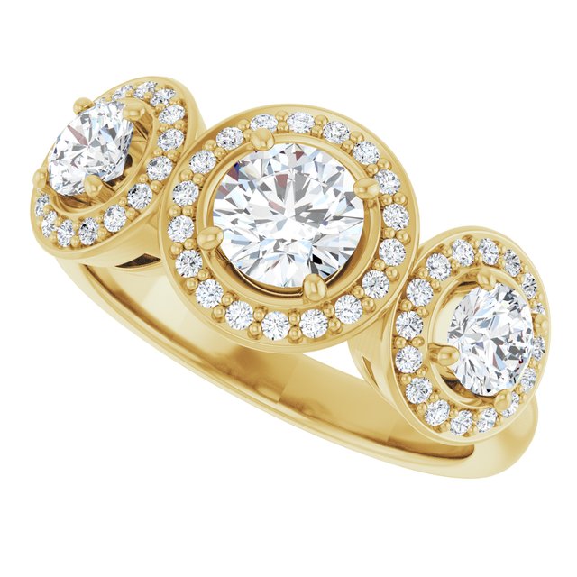 Three-Stone Halo-Style Engagement Ring