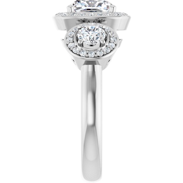Three-Stone Halo-Style Engagement Ring