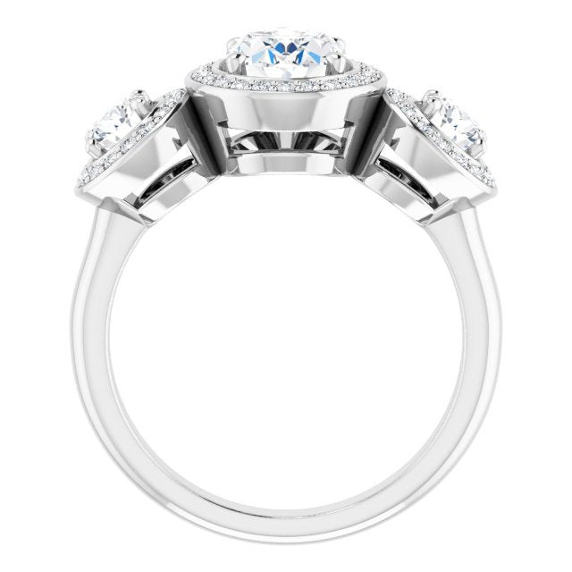 Three-Stone Halo-Style Engagement Ring