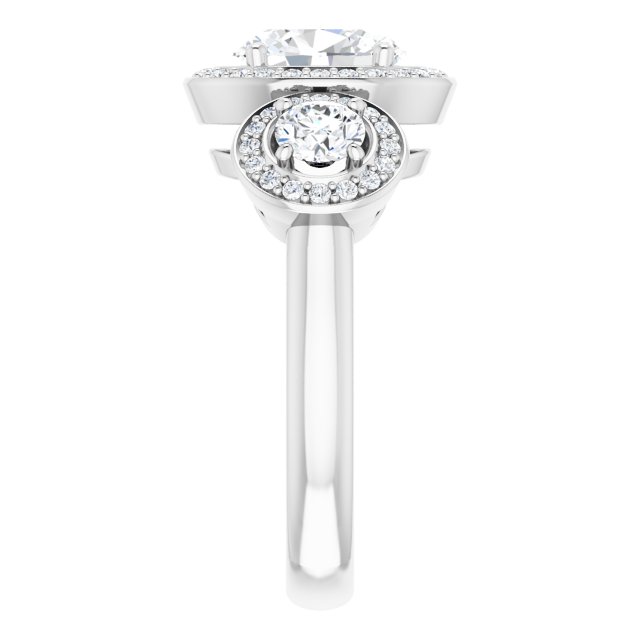 Three-Stone Halo-Style Engagement Ring