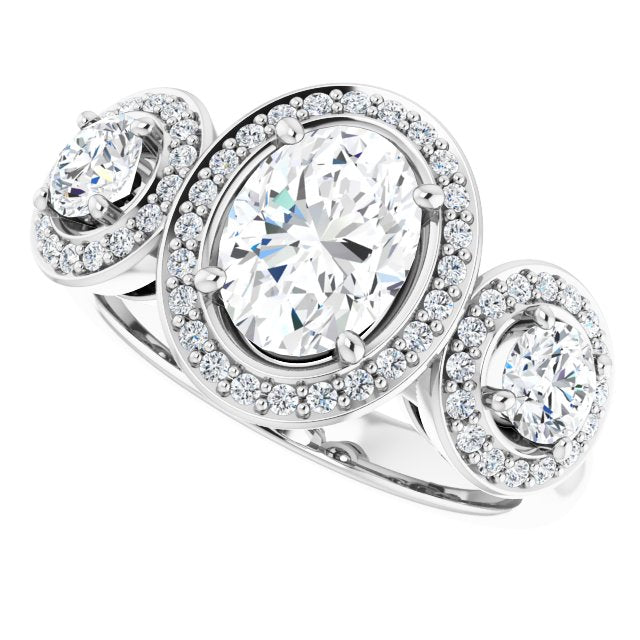 Three-Stone Halo-Style Engagement Ring