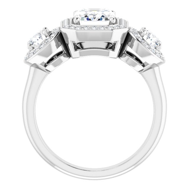 Three-Stone Halo-Style Engagement Ring