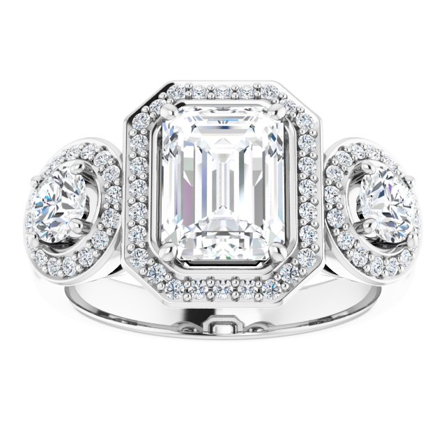 Three-Stone Halo-Style Engagement Ring