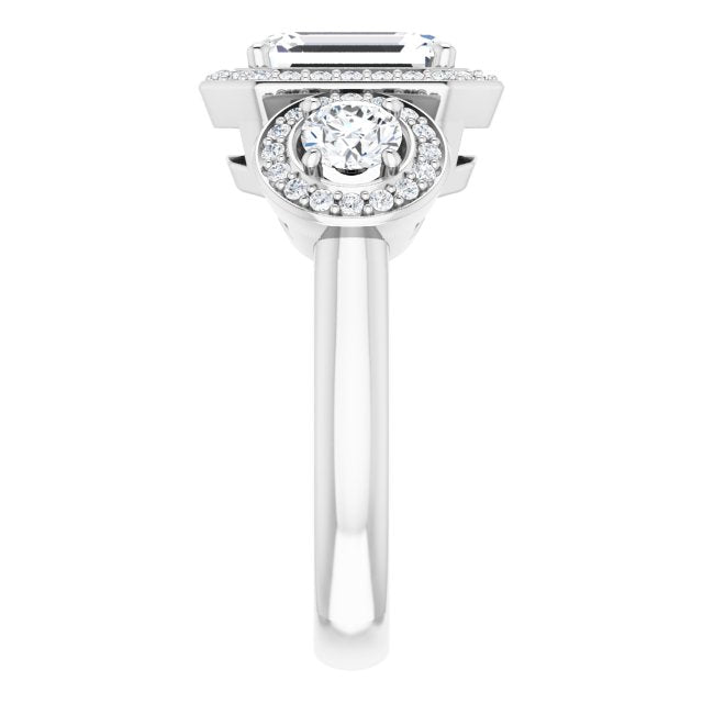 Three-Stone Halo-Style Engagement Ring