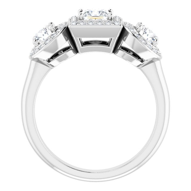 Three-Stone Halo-Style Engagement Ring