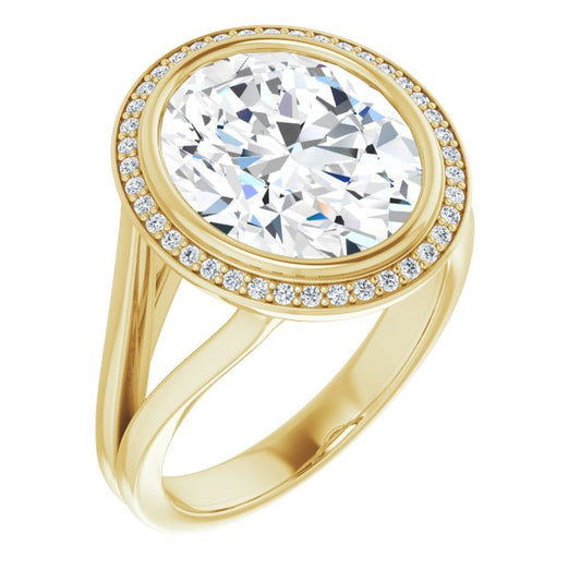 Bezel-Set Halo-Style Engagement Ring