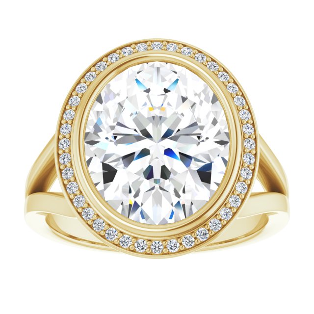 Bezel-Set Halo-Style Engagement Ring