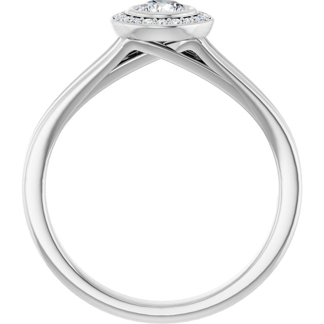 Bezel-Set Halo-Style Engagement Ring