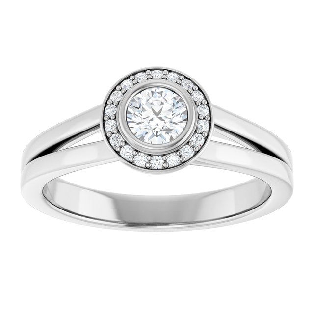 Bezel-Set Halo-Style Engagement Ring