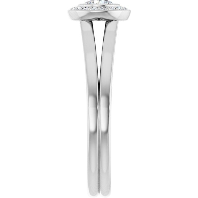 Bezel-Set Halo-Style Engagement Ring