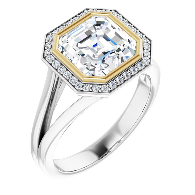 Bezel-Set Halo-Style Engagement Ring