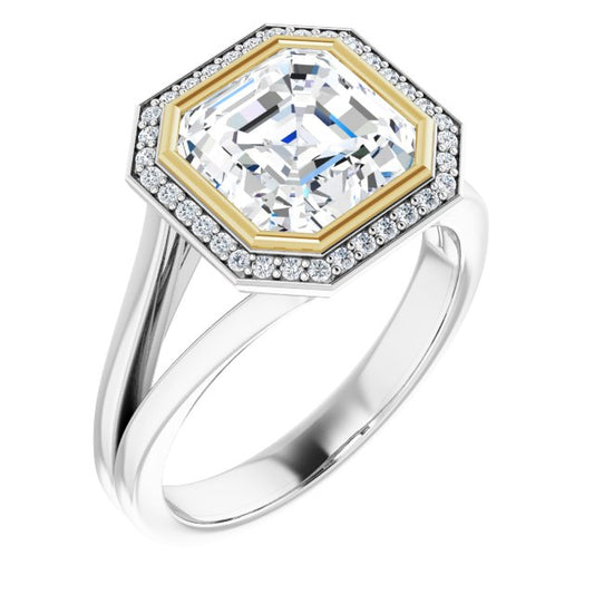 Bezel-Set Halo-Style Engagement Ring
