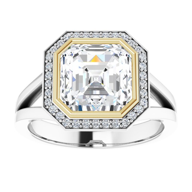 Bezel-Set Halo-Style Engagement Ring