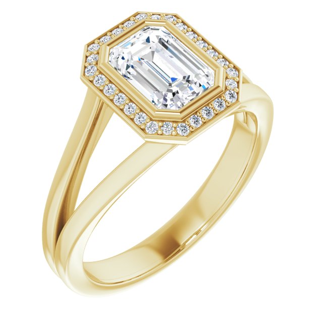 Bezel-Set Halo-Style Engagement Ring