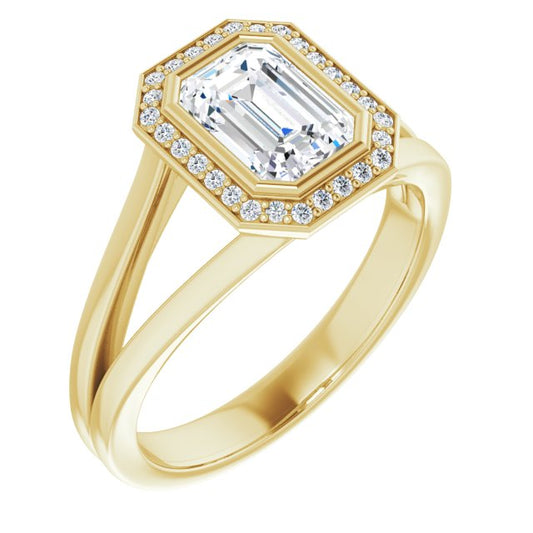 Bezel-Set Halo-Style Engagement Ring