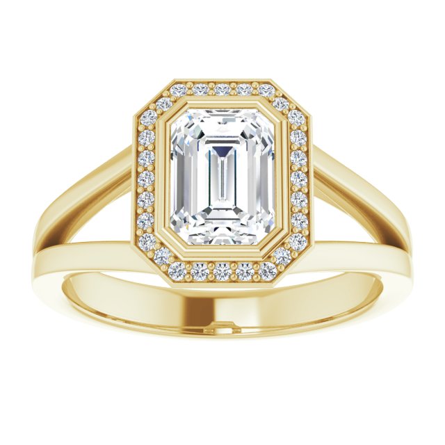 Bezel-Set Halo-Style Engagement Ring