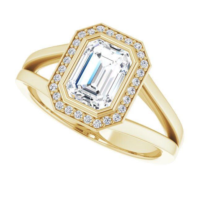 Bezel-Set Halo-Style Engagement Ring