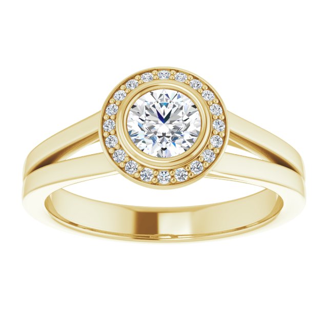 Bezel-Set Halo-Style Engagement Ring