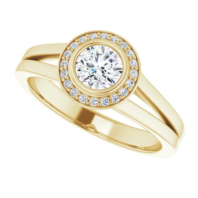 Bezel-Set Halo-Style Engagement Ring
