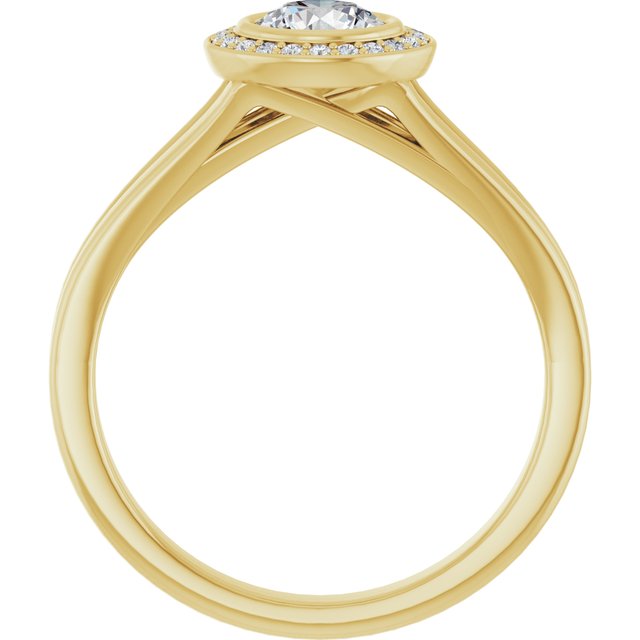 Bezel-Set Halo-Style Engagement Ring