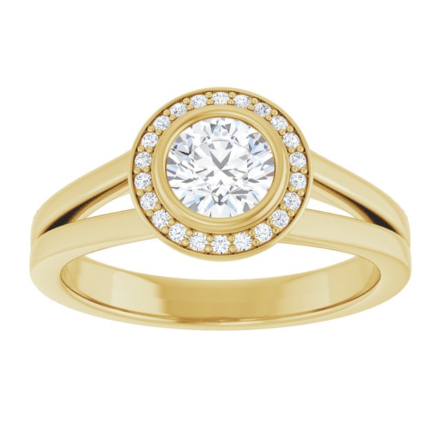 Bezel-Set Halo-Style Engagement Ring