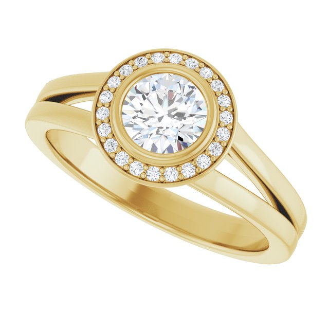 Bezel-Set Halo-Style Engagement Ring