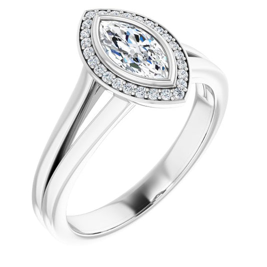 Bezel-Set Halo-Style Engagement Ring