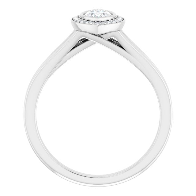 Bezel-Set Halo-Style Engagement Ring