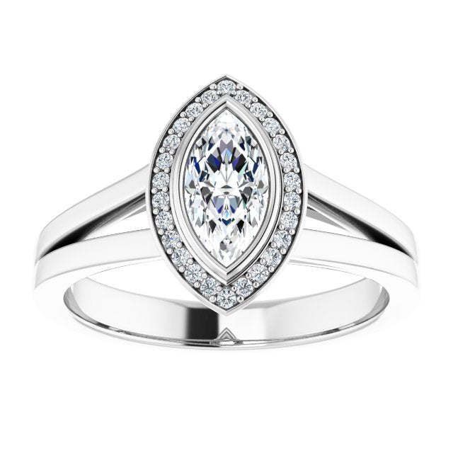 Bezel-Set Halo-Style Engagement Ring