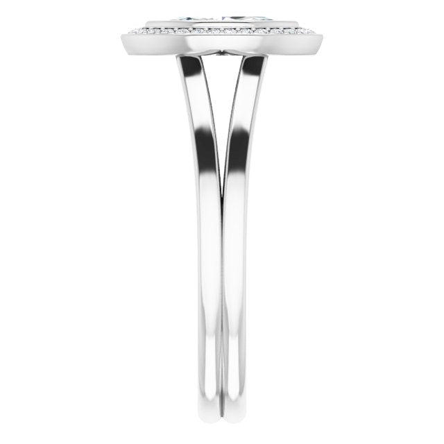 Bezel-Set Halo-Style Engagement Ring