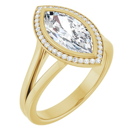 Bezel-Set Halo-Style Engagement Ring