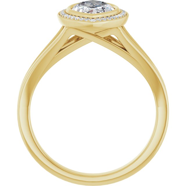 Bezel-Set Halo-Style Engagement Ring