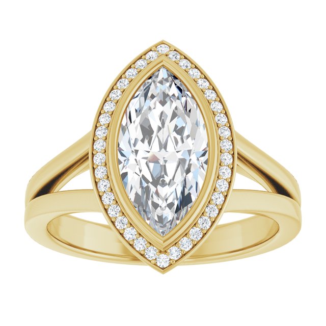 Bezel-Set Halo-Style Engagement Ring