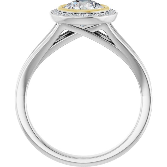 Bezel-Set Halo-Style Engagement Ring