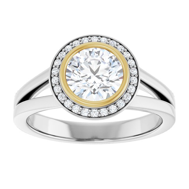 Bezel-Set Halo-Style Engagement Ring