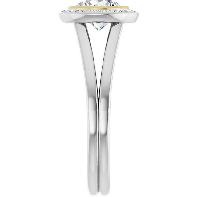 Bezel-Set Halo-Style Engagement Ring