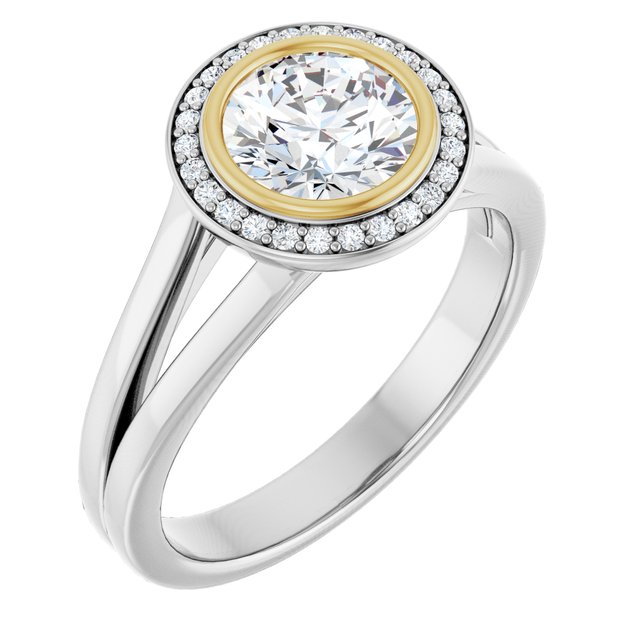 Bezel-Set Halo-Style Engagement Ring